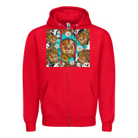 Red lion with leopard and cowhide pattern Zipper Hoodie - TumblerDesignByShophia