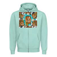 Seafoam lion with leopard and cowhide pattern Zipper Hoodie - TumblerDesignByShophia