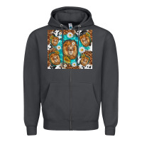 Lion With Leopard And Cowhide Pattern Zipper Hoodie | Teevron