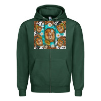 Sports Green lion with leopard and cowhide pattern Zipper Hoodie - TumblerDesignByShophia