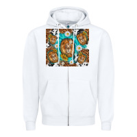 White lion with leopard and cowhide pattern Zipper Hoodie - TumblerDesignByShophia