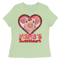 Matcha mama's sweetheart baby pig Ladies Tee - AdoDesignShop