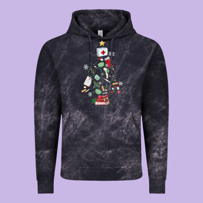Nurse Christmas Tree Vintage Hoodie Designed By Maliassmallbusiness