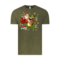 Vintage Olive Christmas dinosaur Vintage Tee - MaliasSmallBusiness
