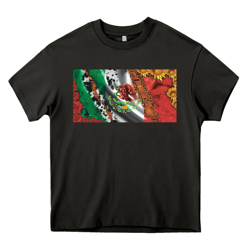 Mexico Flag Cowhide Leopard Sunflower And Roses Licanse  Plate Heavy Core Tee by Artiststas | Teevron