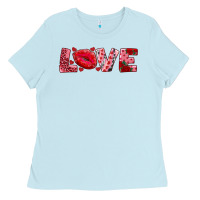 Baby Blue love with kiss Ladies Tee - AdoDesignShop