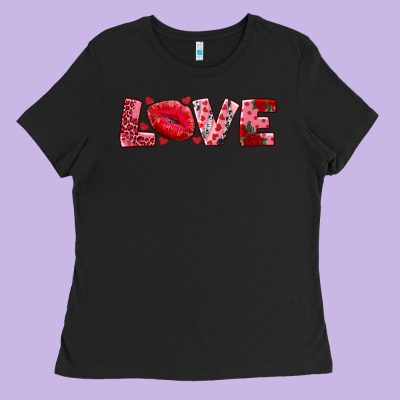 Love With Kiss Ladies Tee Designed By Adodesignshop