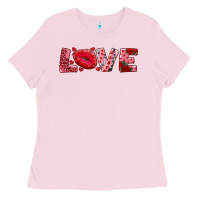 Bubblegum Pink love with kiss Ladies Tee - AdoDesignShop