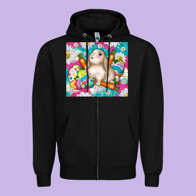 Easter Day Rabbit Zipper Hoodie Designed By Tumblerdesignbyshophia