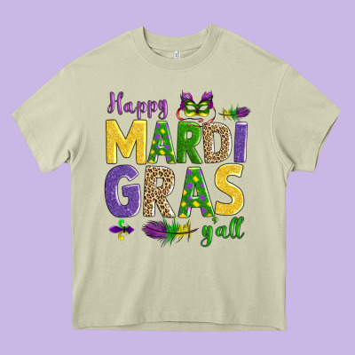 Happy Mardi Gras Y'all Heavy Core Tee Designed By Adodesignshop