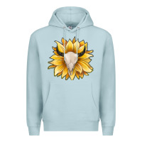 Blue Mist sunflower bull skull Premium Hoodie - JahusDesignShop