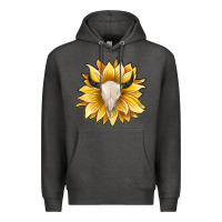Charcoal Heather sunflower bull skull Premium Hoodie - JahusDesignShop