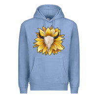 Colony Blue sunflower bull skull Premium Hoodie - JahusDesignShop