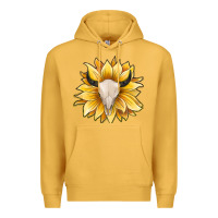 Mustard sunflower bull skull Premium Hoodie - JahusDesignShop
