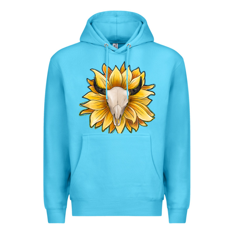 Sunflower Bull Skull Premium Hoodie by JahusDesignShop | Teevron