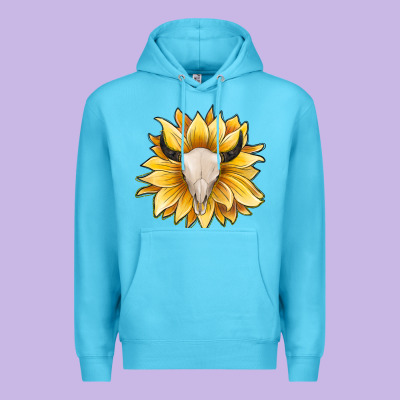 Sunflower Bull Skull Premium Hoodie Designed By Jahusdesignshop