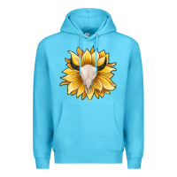 Ocean Blue sunflower bull skull Premium Hoodie - JahusDesignShop
