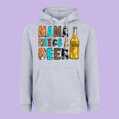 Mama Needs A Beer Heavyweight Hoodie Designed By Cowcowdesign