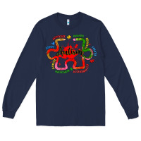 Navy autism teacher pencil Long Sleeve Tee - Artiststas