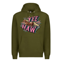 Army Green Yee haw Premium Hoodie - HowdyJamesFarm