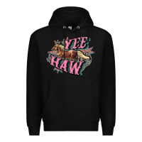 Black Yee haw Premium Hoodie - HowdyJamesFarm
