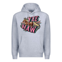Heather Grey Yee haw Premium Hoodie - HowdyJamesFarm