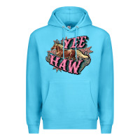 Ocean Blue Yee haw Premium Hoodie - HowdyJamesFarm