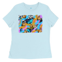 Baby Blue easter butterfly with glitter and cowhide  background Ladies Tee - Artiststas
