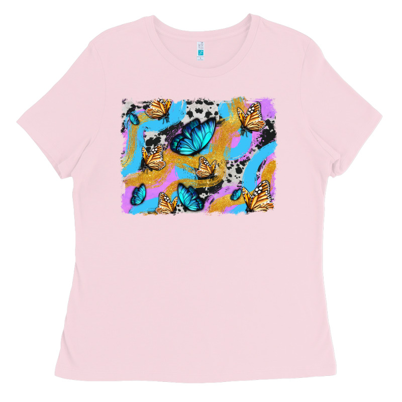 Easter Butterfly With Glitter And Cowhide  Background Ladies Tee by Artiststas | Teevron