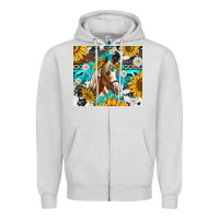 Dove Grey cowhide aztec horse Zipper Hoodie - TumblerDesignByShophia
