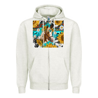 Oatmeal Heather cowhide aztec horse Zipper Hoodie - TumblerDesignByShophia