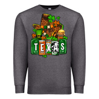 Charcoal Heather St. Patrick's Texas map Premium Sweatshirt - OliviaCreatesArt