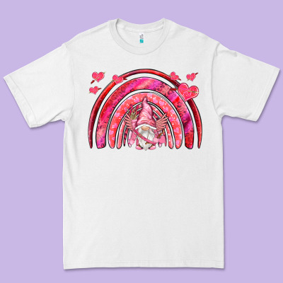 Valentines Day Rainbow With Cupid Gnome Premium Tee Designed By Nancycooperartshop