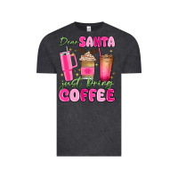 Vintage Black dear santa just bring coffee Vintage Tee - MaliasSmallBusiness