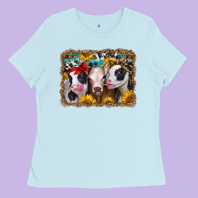 Western Sunflower Heifers Ladies Tee Designed By Jasminsmagicworld