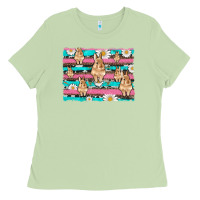 Matcha easter bunny with daisy and turquoise cowhide leopard  background Ladies Tee - Artiststas