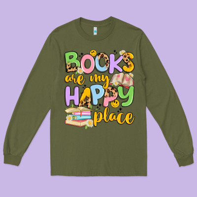 Books Are My Happy Place Long Sleeve Tee Designed By Artiststas