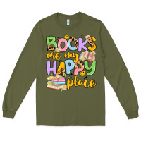Army Green books are my happy place Long Sleeve Tee - Artiststas