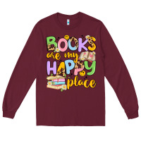 Burgundy books are my happy place Long Sleeve Tee - Artiststas