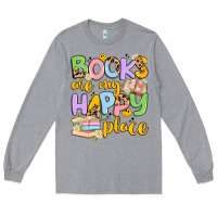 Heather Grey books are my happy place Long Sleeve Tee - Artiststas