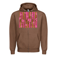 Chestnut glitter pink stripe leopard pattern with flowers Zipper Hoodie - TumblerDesignByShophia
