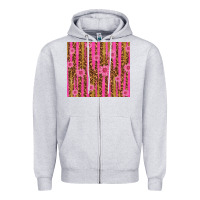 Heather Grey glitter pink stripe leopard pattern with flowers Zipper Hoodie - TumblerDesignByShophia