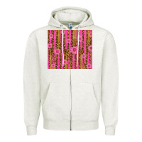 Oatmeal Heather glitter pink stripe leopard pattern with flowers Zipper Hoodie - TumblerDesignByShophia