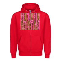 Red glitter pink stripe leopard pattern with flowers Zipper Hoodie - TumblerDesignByShophia