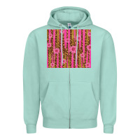 Seafoam glitter pink stripe leopard pattern with flowers Zipper Hoodie - TumblerDesignByShophia
