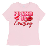 Bubblegum Pink pucker up cowboy Ladies Tee - AdoDesignShop