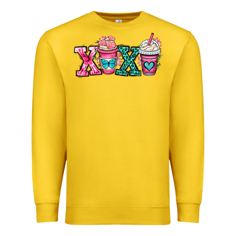 Xoxo Coffee Cups Premium Sweatshirt by OliviaCreatesArt | Teevron