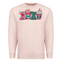 Pale Pink xoxo coffee cups Premium Sweatshirt - OliviaCreatesArt