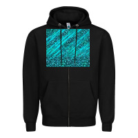Blue Glitter With Leopard Pattern Zipper Hoodie | Teevron
