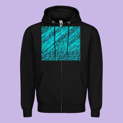 Blue Glitter With Leopard Pattern Zipper Hoodie Designed By Tumblerdesignbyshophia